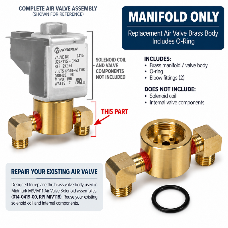 Midmark M11 / M9 Air Bleed Valve Brass Body Replacement