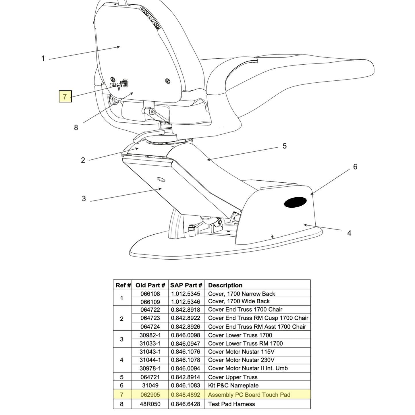 Marus and Pelton & Crane Touchpad and Chair Back Control Replacement PCB