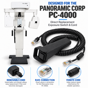 PC-4000 exposure switch and cord replacement - RJ45 connection, removable cord, ferrite core